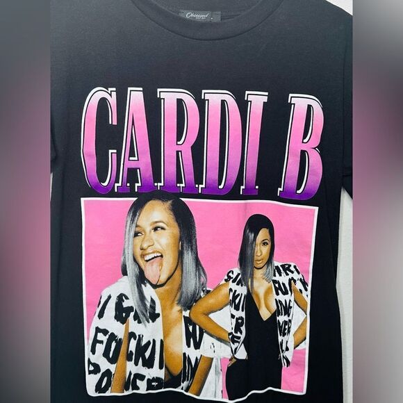Cardi B Unisex Vintage Homage Throwback 90s Retro Rapper T-Shirt Black Small - Picture 3 of 5